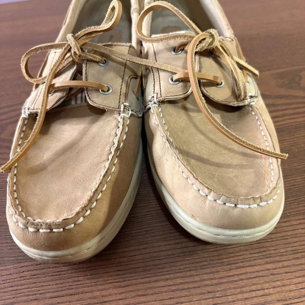 Maui Island Boat Shoes Mens 11W Tan Plaid Good Leather Resort Loafers